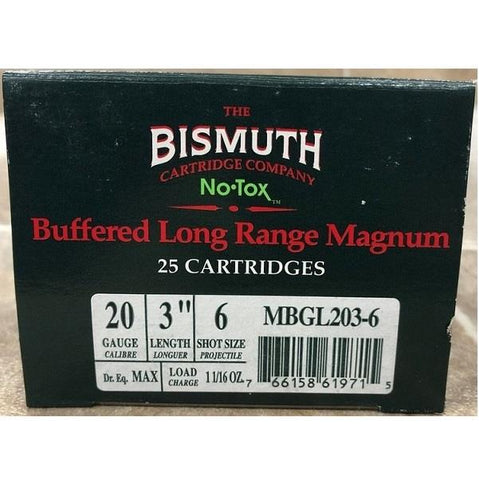 Bismuth 20ga 3" BUF #6 Non-Toxic Waterfowl 25rds (MBGL2036)