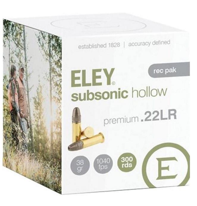 ELEY Subsonic Hollow .22LR LHP 1040 FPS 38GR  - 300 Rds