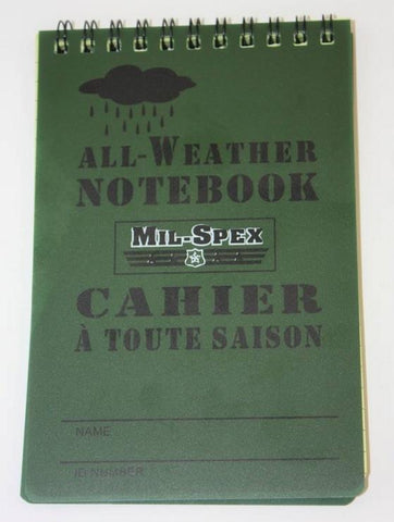 NoteBook Cahier Calepin Tactical Imperméable 3X5 MIL-SPEX