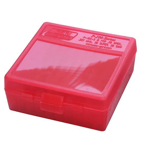 MTM P100329 Ammo Case Clear Red - 100 RD