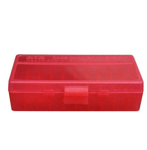 MTM P50-38-29 Flip-Top Ammo Box Clear Red - 50 RD