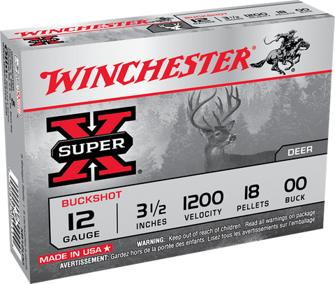 Winchester Super-X 12 Guage 3-1/2'' 00 Buck 18 Pellet 1200 FPS