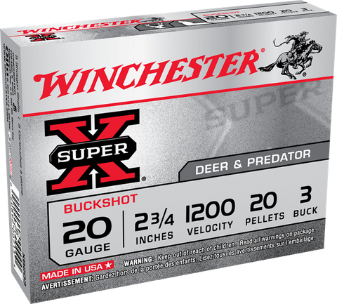 Winchester Super-X 20 Gauge 2-3/4'' #3 Buck 20 Pellet 1200 FPS