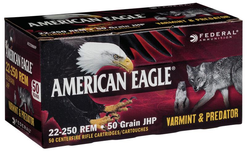 American Eagle Varmint & Predator Bulk Pack 22-250 Rem 50 Gr. JHP