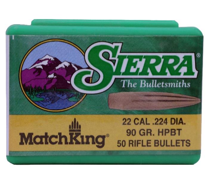 Sierra MatchKing 22Cal .224 90GR HPBT - 50/Box