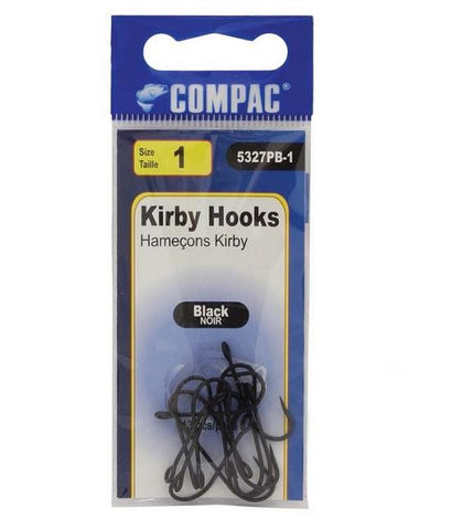 Compac Black Kirby Hooks Size 1/0 - 11 Count – Blue Ridge Inc