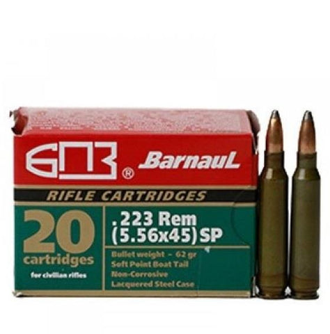 Barnaul Ammo 223Rem 62Gr SP Boat Tail - 20 Qty