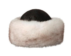 Natural Blue Fox Fur Cloche w/ Lamb Crown